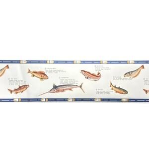 Brewster Vintage Swordfish Perch Mullet Wallpaper Border 6 Rolls, 30 Total Yards